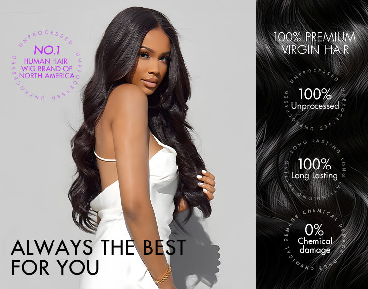 PreMax Wigs - Honey Brown with Blonde Highlights / Natural Black Bouncy Body Wave Glueless 13x4 Frontal Lace Human Hair Wig