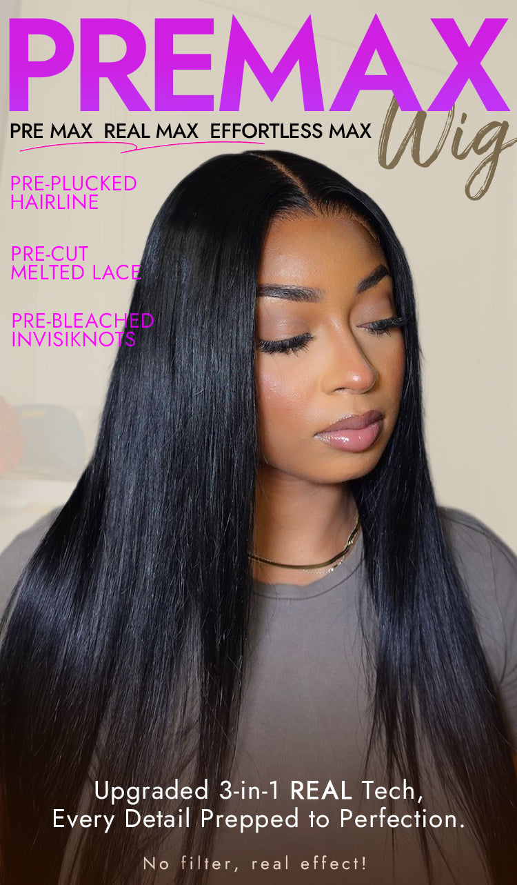 PreMax Wigs | Jet Black Middle Part Silky Straight Glueless 5x5 Closure Lace Wig Pre-Cut Lace-02