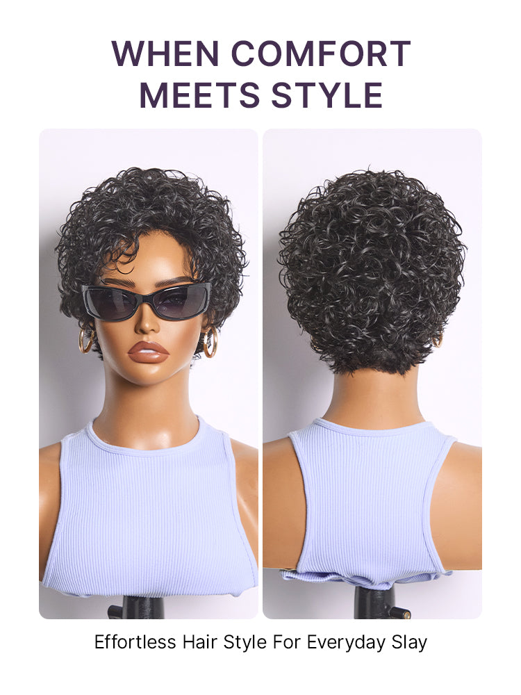 Throw On & Go Natural Black Big Curly Glueless Short Wig Ultra Comfort Cotton Cap Hair Loss Friendly Wig-27