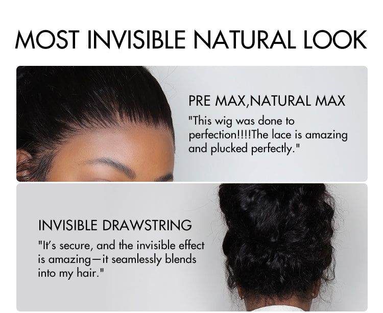 PreMax Wigs | 360 HD Lace Super Natural Hairline Invisi Drawstring Cap Water Wave Free Part Human Hair Wig Pre-Cut Lace