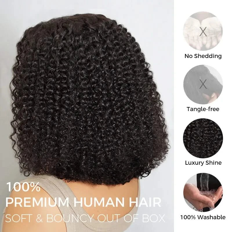 Wear Go Short Curly Wig Upgrade 5×5 Pre Cut Lace Bob Glueless Wig Beginner Friendly - Onime Hair
