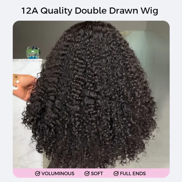 12A Quality Coily Curly 6×5 Closure Pull Go Glueless Super Double Drawn Human Hair Wig