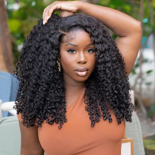 12A Quality Coily Curly 6×5 Closure Pull Go Glueless Super Double Drawn Human Hair Wig