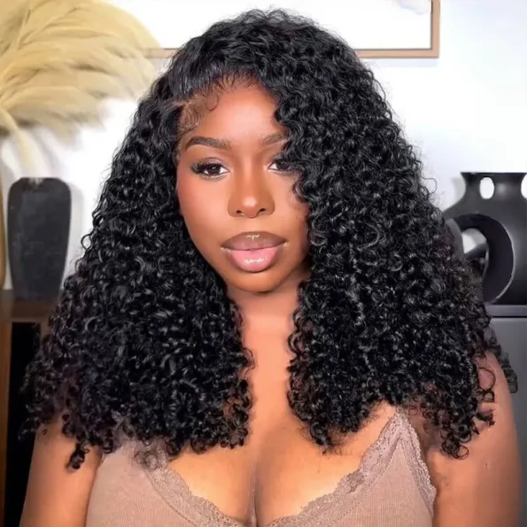12A Quality Coily Curly 6×5 Closure Pull Go Glueless Super Double Drawn Human Hair Wig