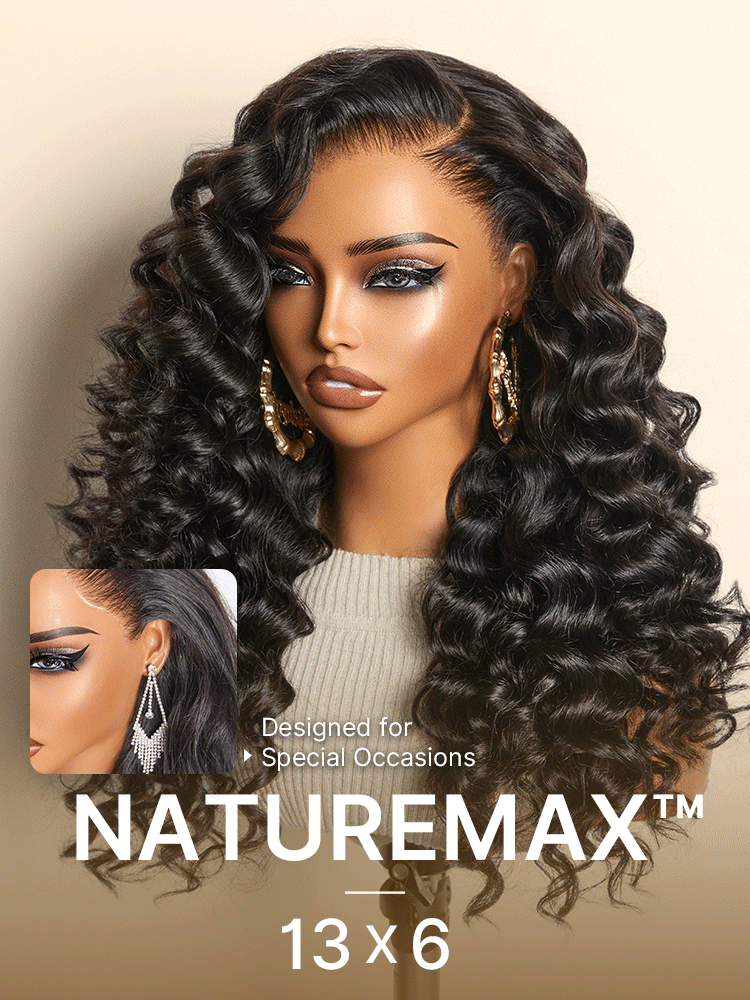 NatureMAX 200% Density Deep Wave Glueless 13x6 HD Lace Front Wig Human Hair Pre-Cut Lace Flexi-Fit Drawstring Cap-10
