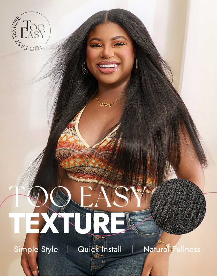 Luvme Too Easy Texture™ Wig Yaki Straight Glueless Flexi-Fit Drawstring 3-In-1 Half Wig Human Hair-08