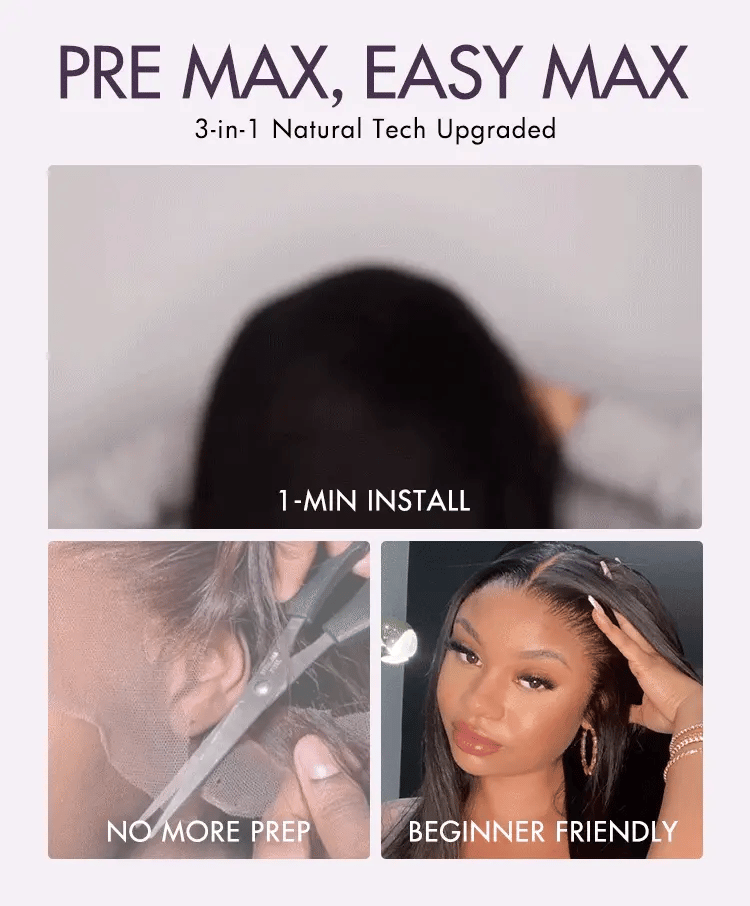 PreMax Wigs | Super Natural Hairline Silky Blunt Cut Bob Glueless 13x4 Frontal Lace Human Hair Short Wig Pre-Cut Lace-26