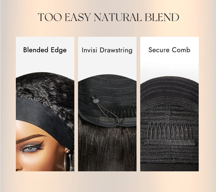 Luvme Too Easy Texture™ Wig Kinky Straight Flexi-Fit Drawstring Glueless Headband Wig (Get Free Trendy Headbands)-14