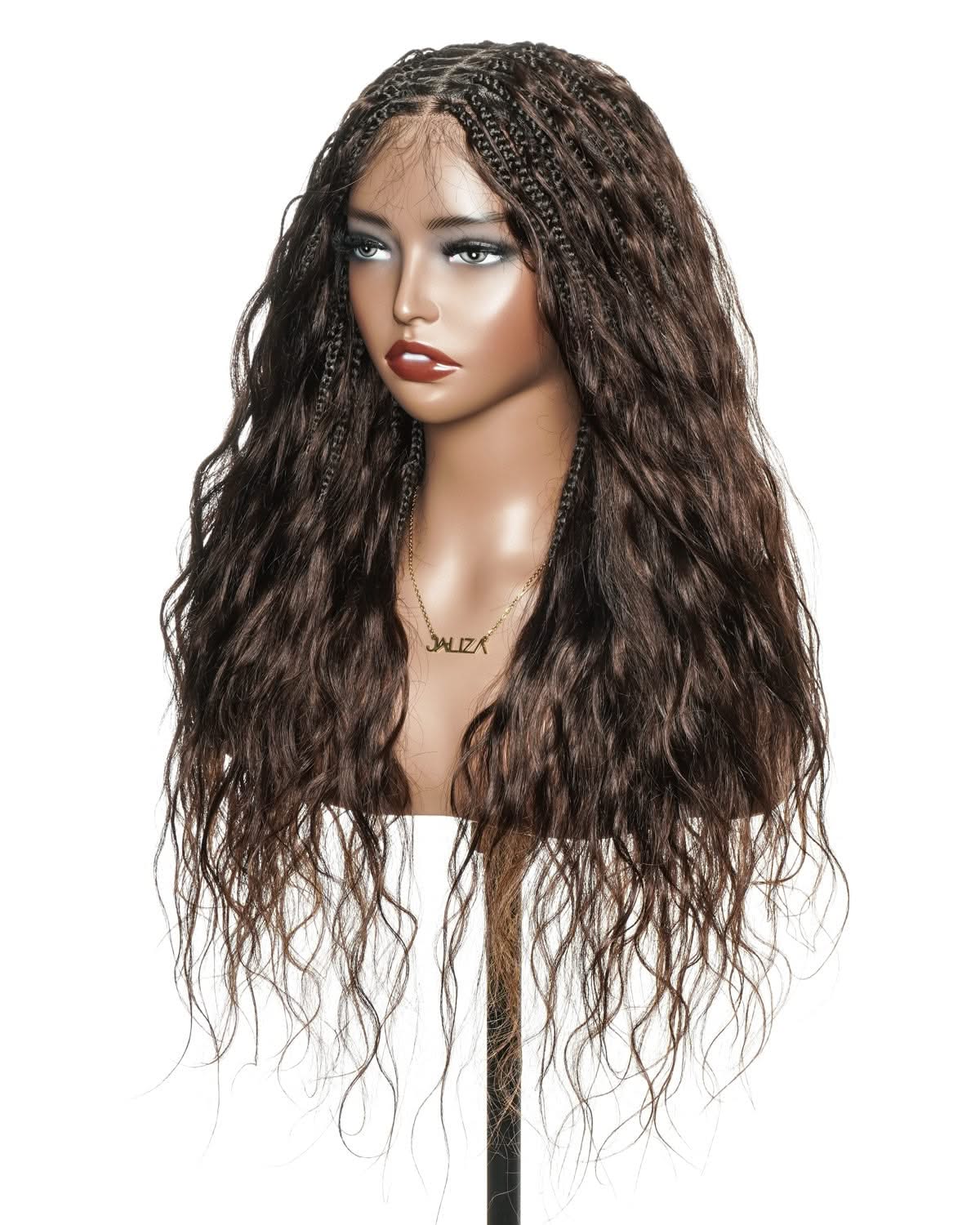 Michelle -  Salon-Style Braided Wig Bora Bora Human Hair Body Wave Pre Bleached Swiss HD Full Lace Boho Box Braids - Onime Hair
