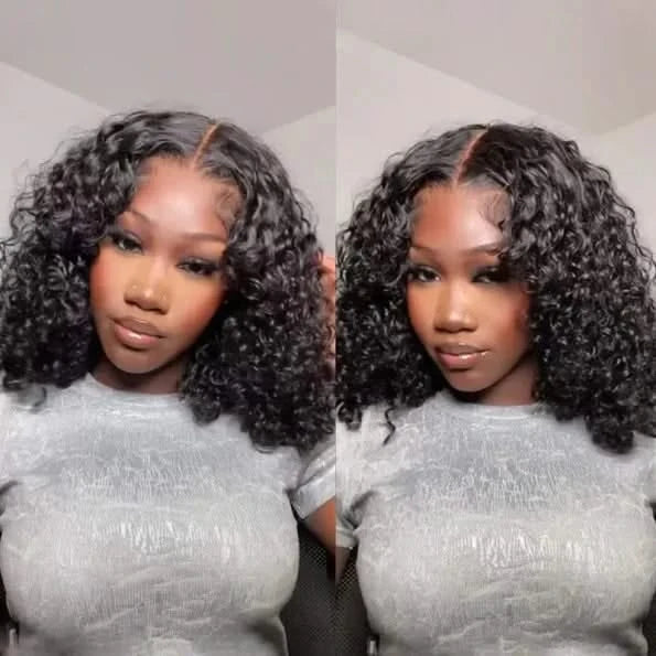 Deep Wave Glueless Bob Human Hair Wig 5×5 HD Lace Pre Everything Natural Look 180% Density - Onime Hair