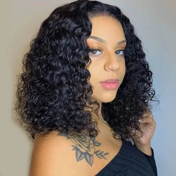 Deep Wave Glueless Bob Human Hair Wig 5×5 HD Lace Pre Everything Natural Look 180% Density - Onime Hair
