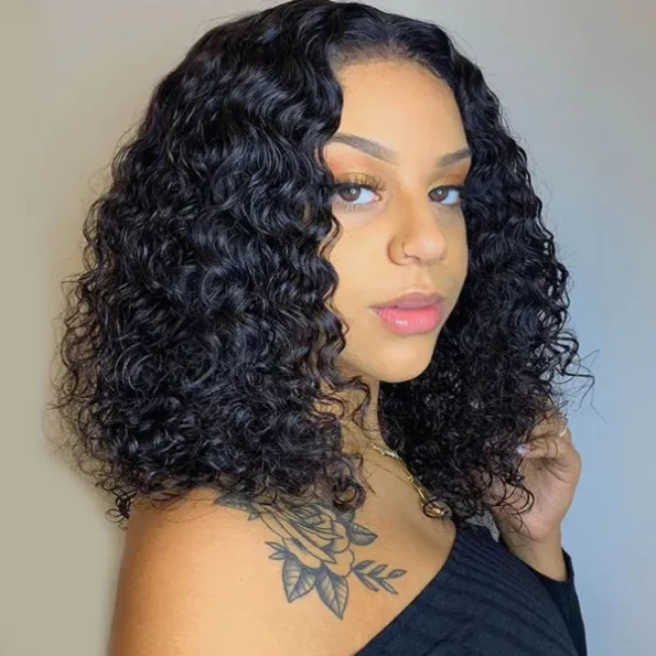 Deep Wave Glueless Bob Human Hair Wig 6×5 HD Lace Pre Everything Natural Look 180% Density