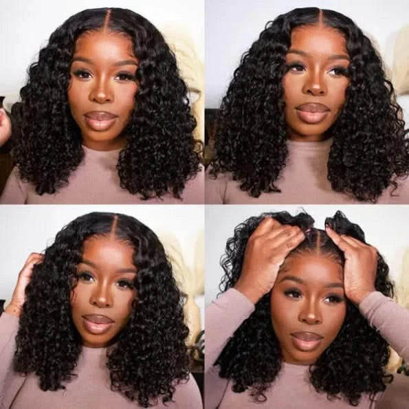 Deep Wave Glueless Bob Human Hair Wig 5×5 HD Lace Pre Everything Natural Look 180% Density - Onime Hair