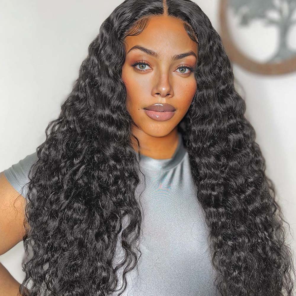 Onime Genius Seamless Clip in Hair Extensions Deep Wave Real Human Hair
