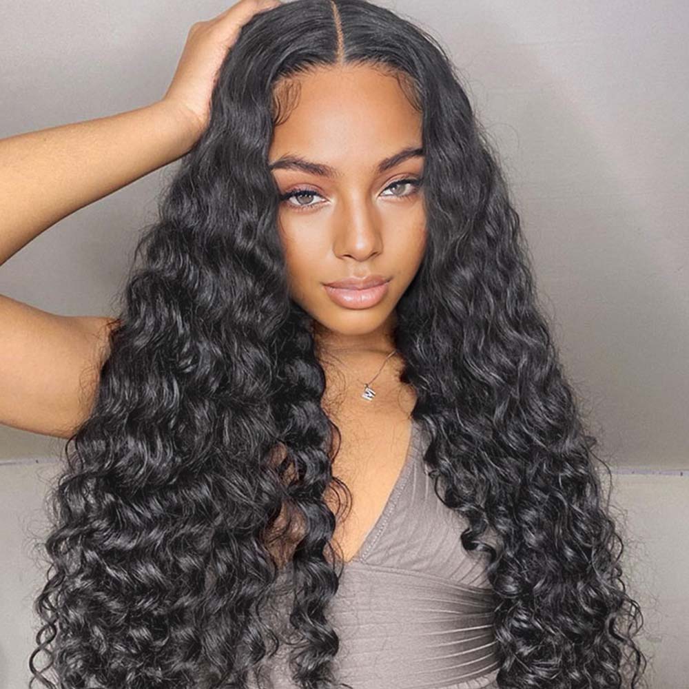 Onime Genius Seamless Clip in Hair Extensions Deep Wave Real Human Hair