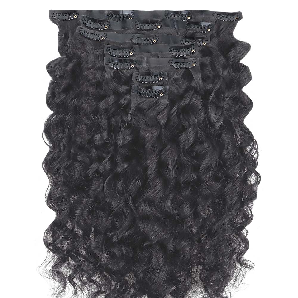 Onime Genius Seamless Clip in Hair Extensions Deep Wave Real Human Hair