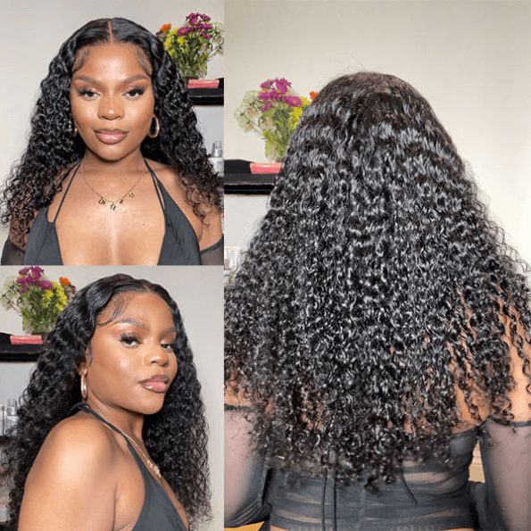 Deep Wave Pull Go Drawstring Glueless 6×5 13×6 HD Lace Closure Human Hair Wig Pre Bleached Knots
