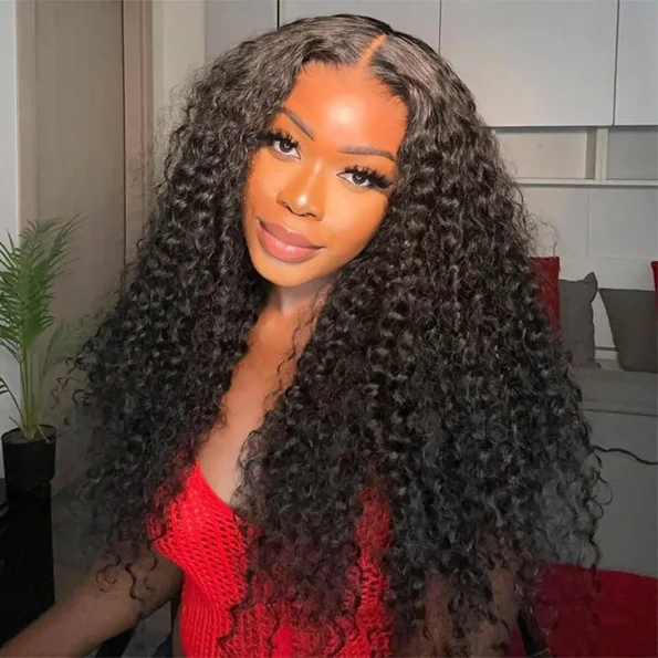 Deep Wave 13×6 Full Frontal HD Lace Flexi Fit Drawstring Curly Human Hair Wig Pre Everything