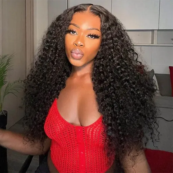 Deep Wave 13×6 Full Frontal HD Lace Flexi Fit Drawstring Curly Human Hair Wig Pre Everything
