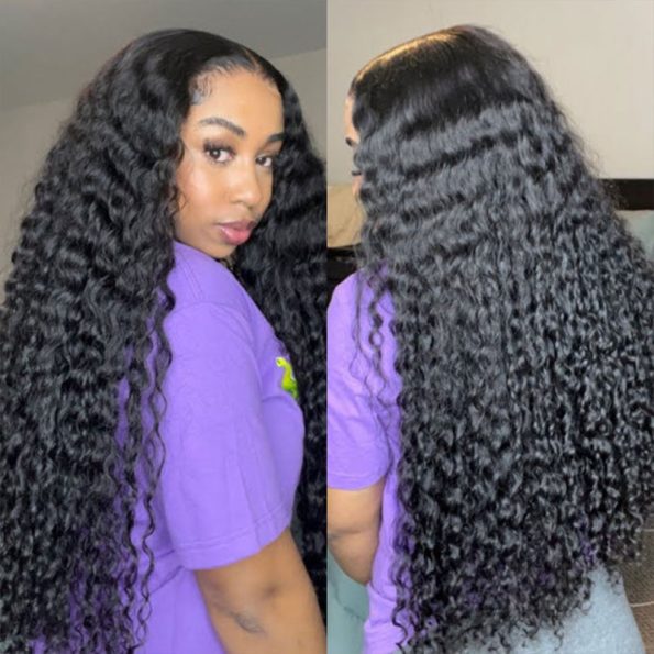 Deep Wave 13×6 Full Frontal HD Lace Flexi Fit Drawstring Curly Human Hair Wig Pre Everything