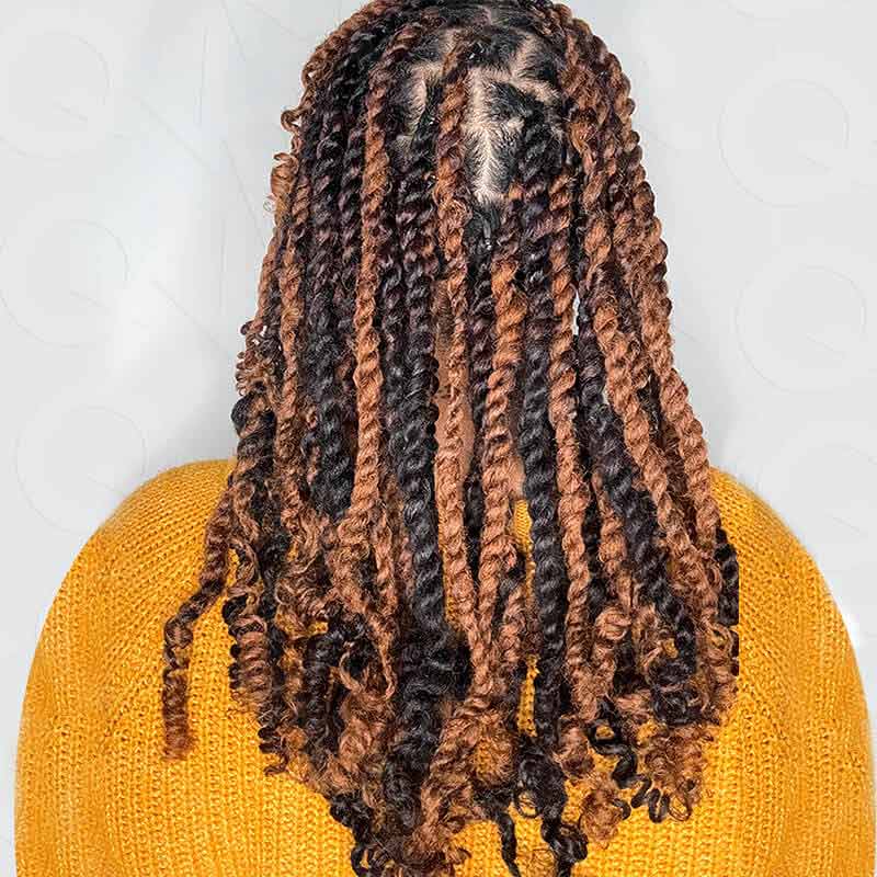 Onimehair™ Natural Black+Auburn Brown Two Colors Afro Kinky Bulk Human Hair For Braiding DreadLock