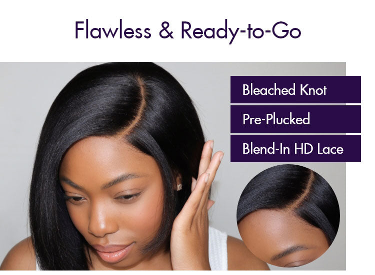 Layered Cut Yaki Straight Left C Part Glueless Minimalist HD Lace Bob Wig Ready to Go