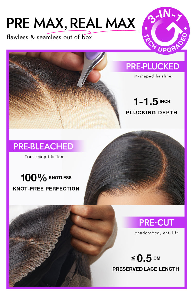 PreMax Wigs - 180% Density Body Wave / Straight Glueless 13x4 Frontal Lace Long Wig Pre-Cut Lace-11