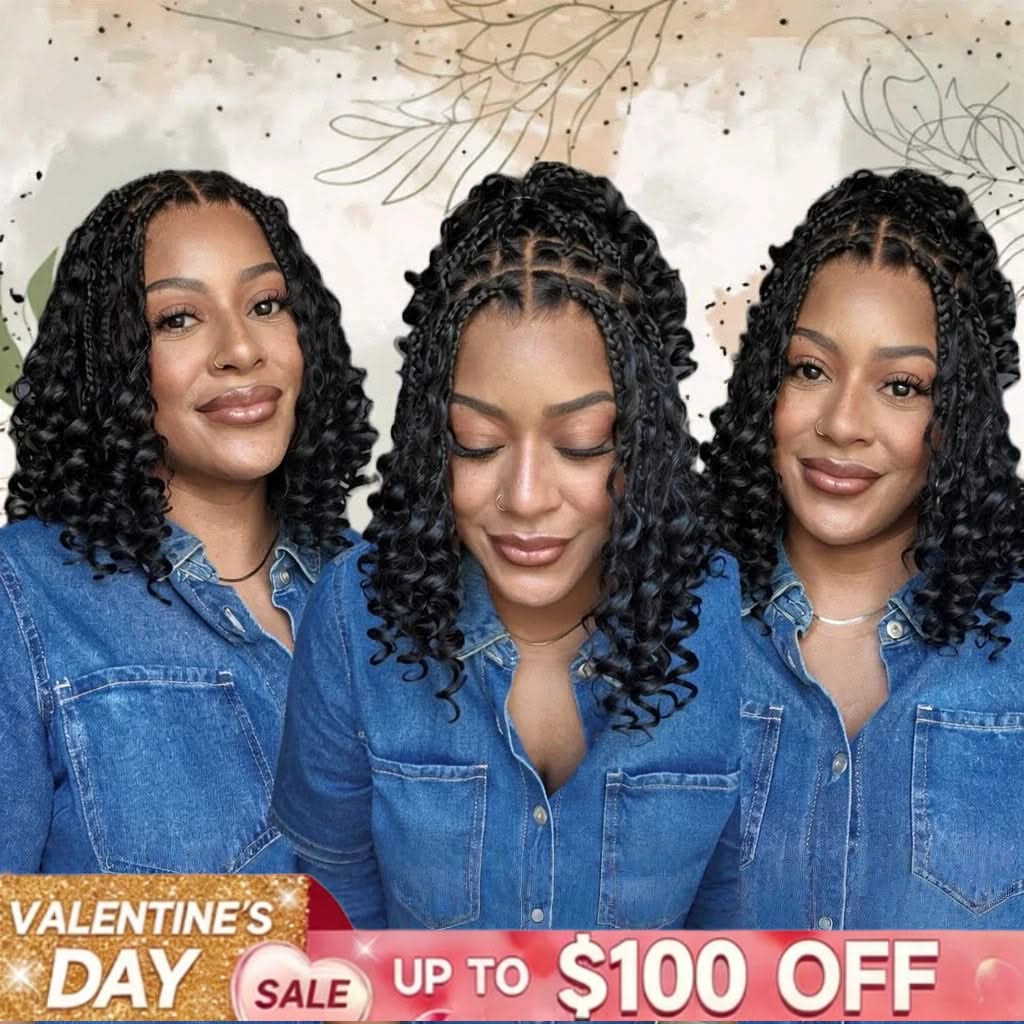 Knotless Boho Curls Braided Bob Wig Flexi Fit Invisi Drawstring HD Lace Cap - Onime Hair
