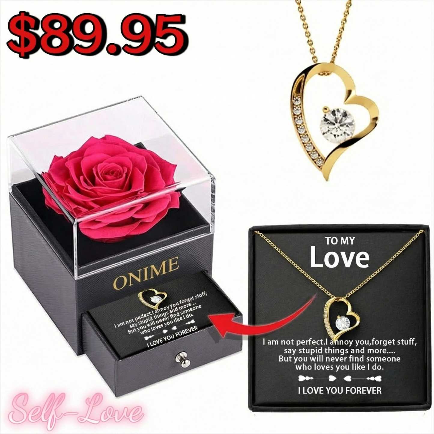 18K Valentine's Day Necklace - Onime Hair