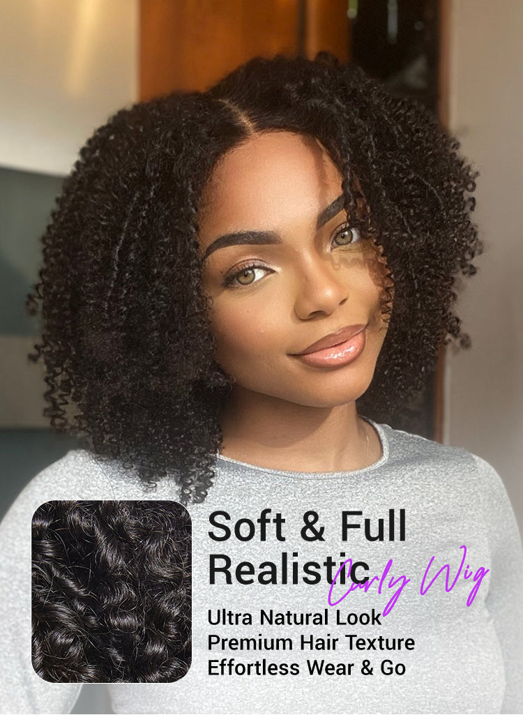 Coily Curly 5x5 Closure HD Lace Glueless Pre-Cut Wig with Breathable Cap-28