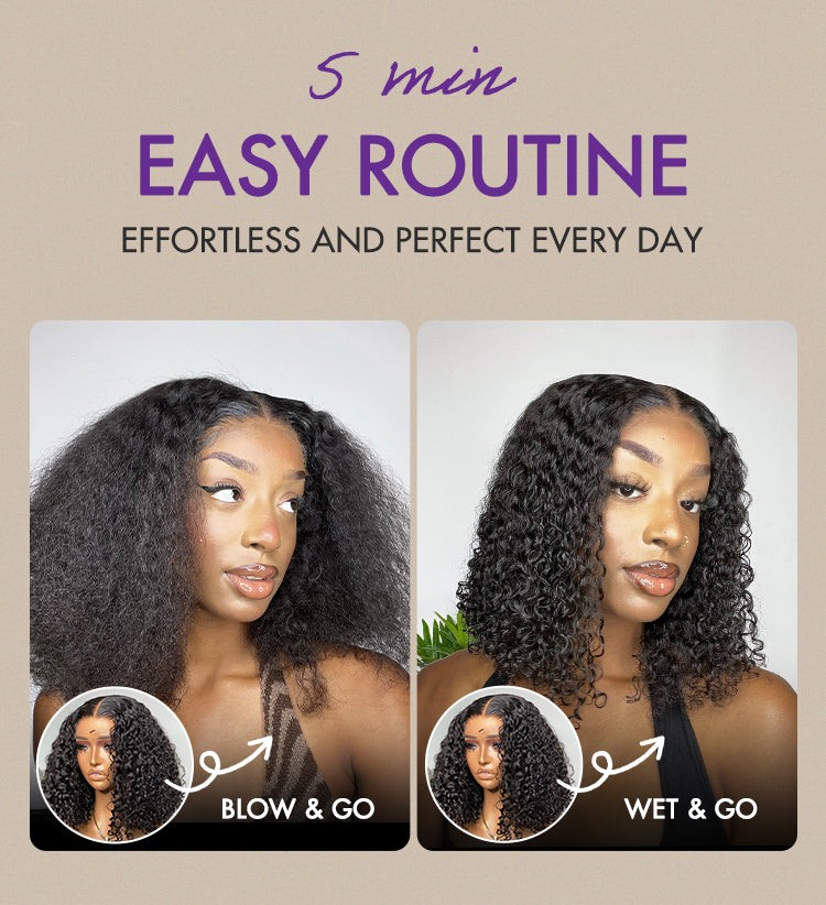 Go Natural Ease | Soft Kinky Curly Glueless 5x5 Closure HD Lace Wig Ready to Go