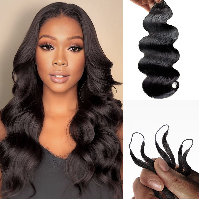 Onimehair™ 1 Pack/50g Handmade Feather Crochet Braid Natural Black Human Hair Extensions