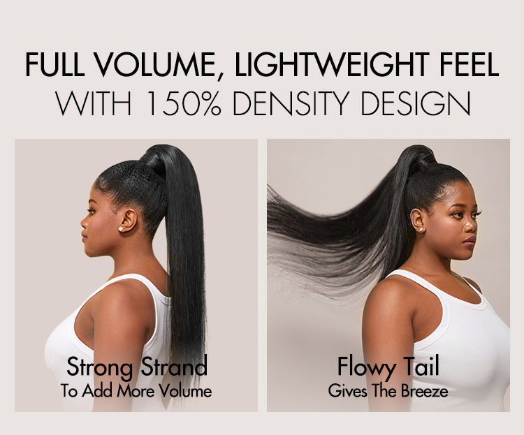 Natural Black Sleek Long Straight Wrap Around Ponytail Hair Extension Virgin Hair