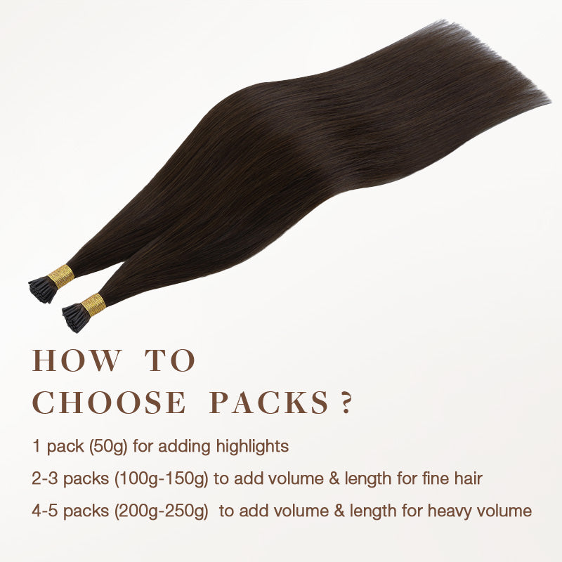 Dark Brown (2) I-Tip Hair Extensions 50g