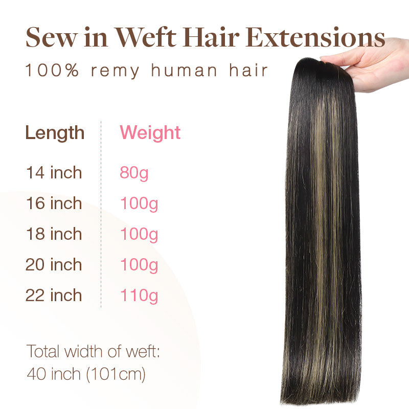 Black to Light Blonde Balayage (1B/19/1B) Sew-In Weft Hair Extensions (80g-110g)