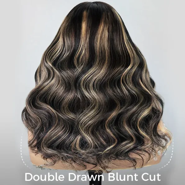 Blonde Highlight Loose Body Wave Glueless 6×5 Closure Pre-Cut Lace Wig Balayage Color 200% Density
