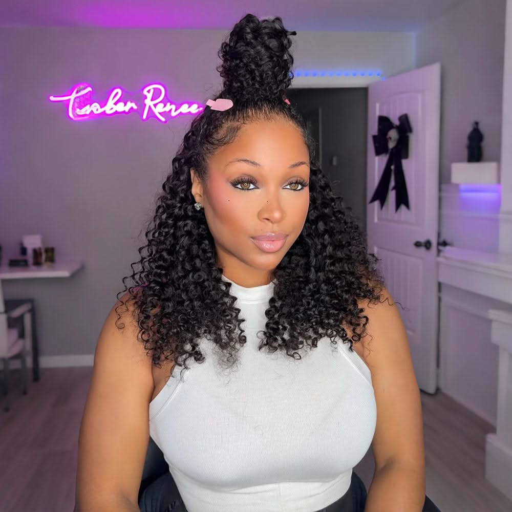 Lightweight-Spanish-Curly-Crochet-Human-Hair-Extension - Onime Hair
