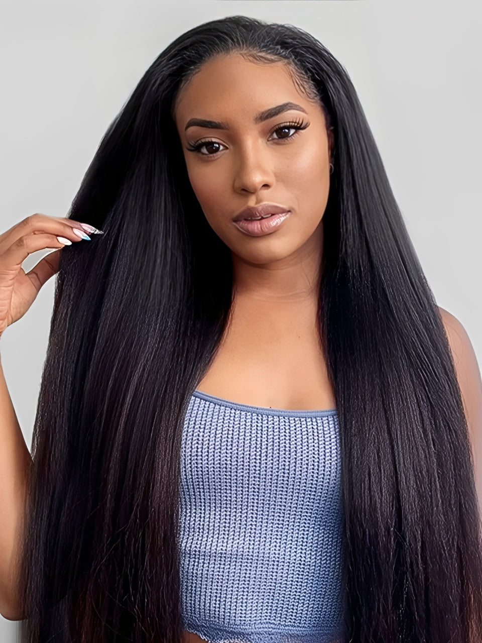 Onimehair™ 3 In 1 Half Wig Yaki Straight Glueless Install Half Wig With Draw-string Beginner Friendly