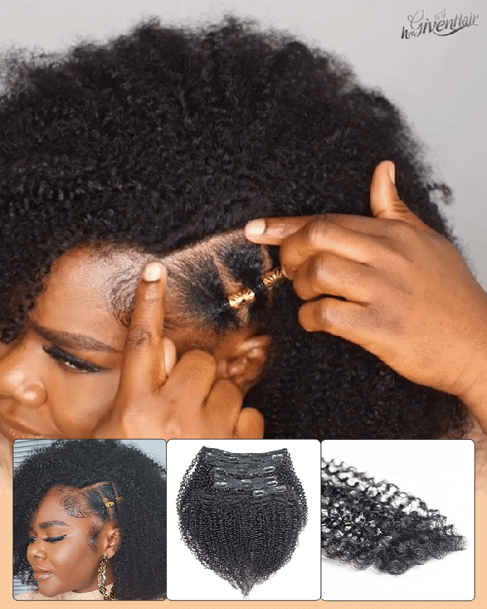 Onimehair™Kinky Curly Clip-In Extensions  –  100% Authentic Human Hair