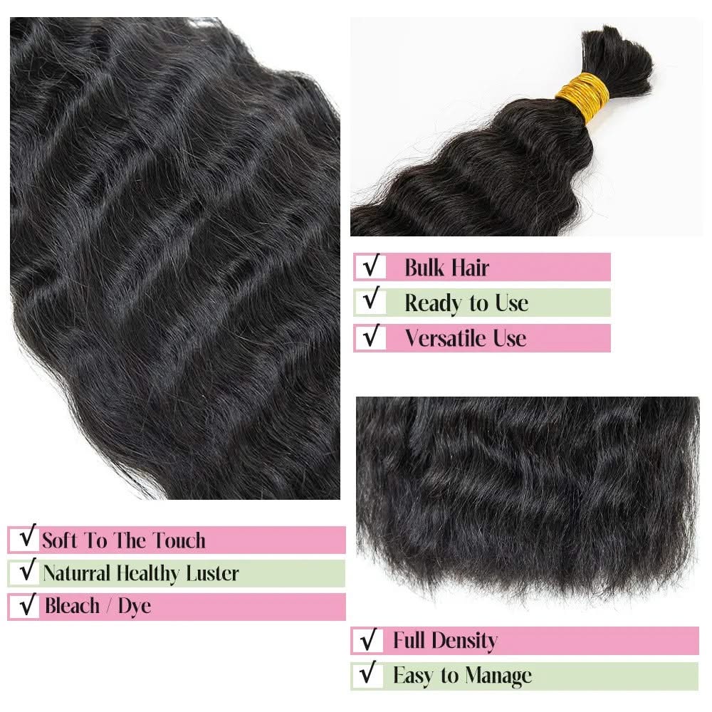 Wet & Wavy Bulk Hair Extensions for Braiding - Onime Hair