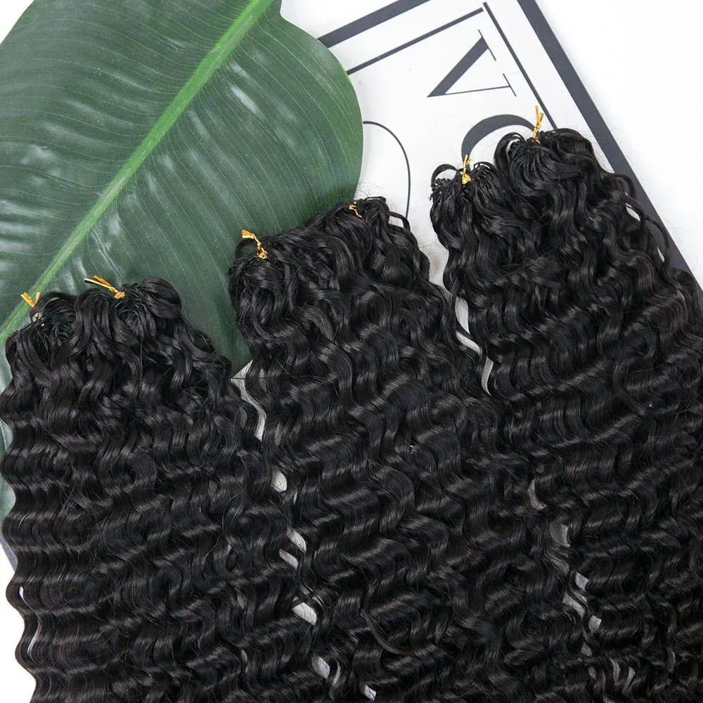 Pre-separated 12A water wave crochet hair extensions by Onime Hair, made of soft 100% human hair with natural texture