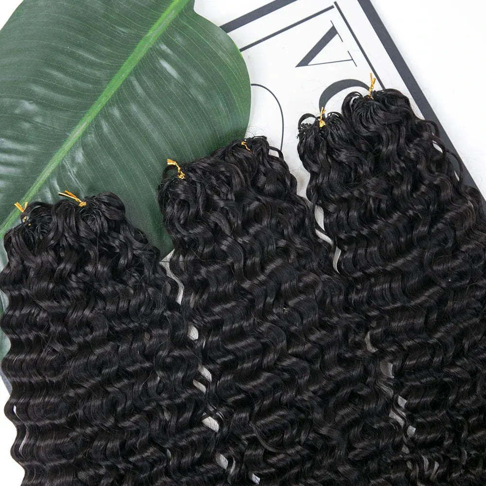 Pre-separated 12A water wave crochet hair extensions by Onime Hair, made of soft 100% human hair with natural texture