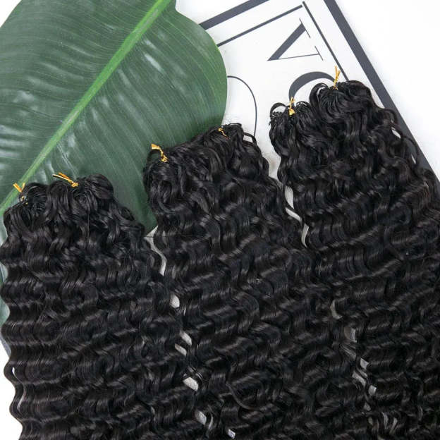 Pre-separated 12A water wave crochet hair extensions by Onime Hair, made of soft 100% human hair with natural texture