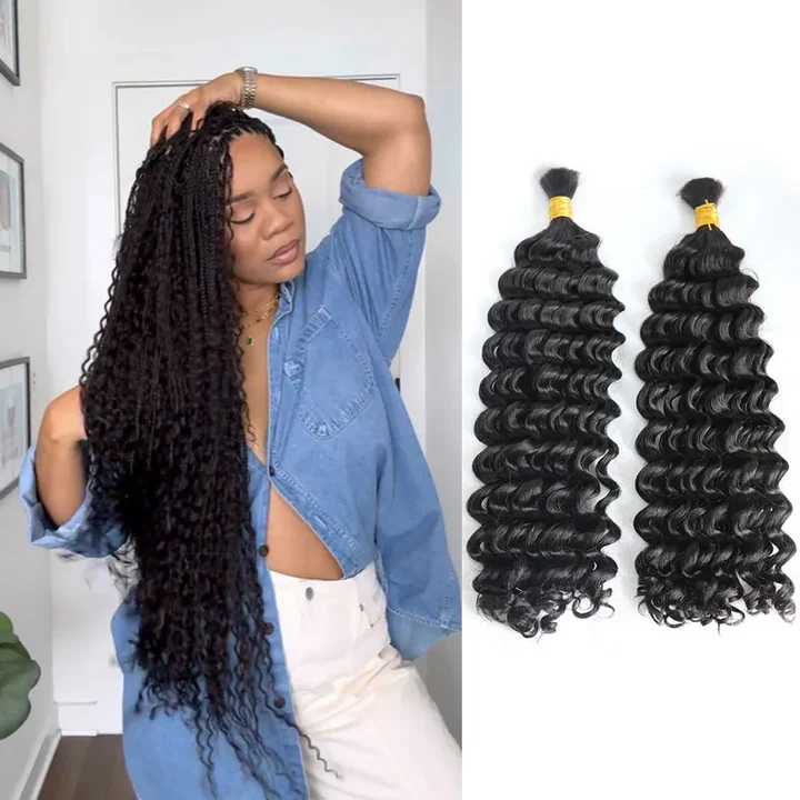 Double Drawn Burmese  Curly Human Braiding Hair - Onime Hair