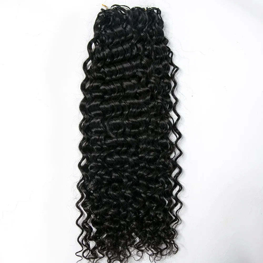Pre-separated 12A water wave crochet hair extensions by Onime Hair, made from 100% human hair with soft, natural texture.