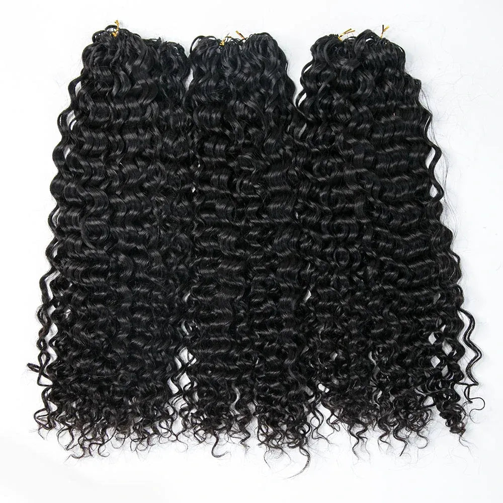12A water wave crochet hair extensions by mysite, 100% human hair with soft, natural texture and knotless pre-separated style.