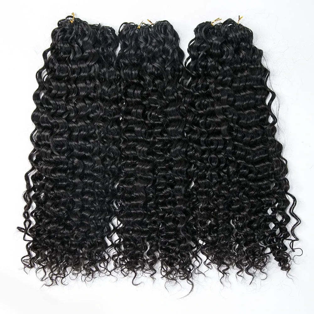 12A water wave crochet hair extensions by mysite, 100% human hair with soft, natural texture and knotless pre-separated style.
