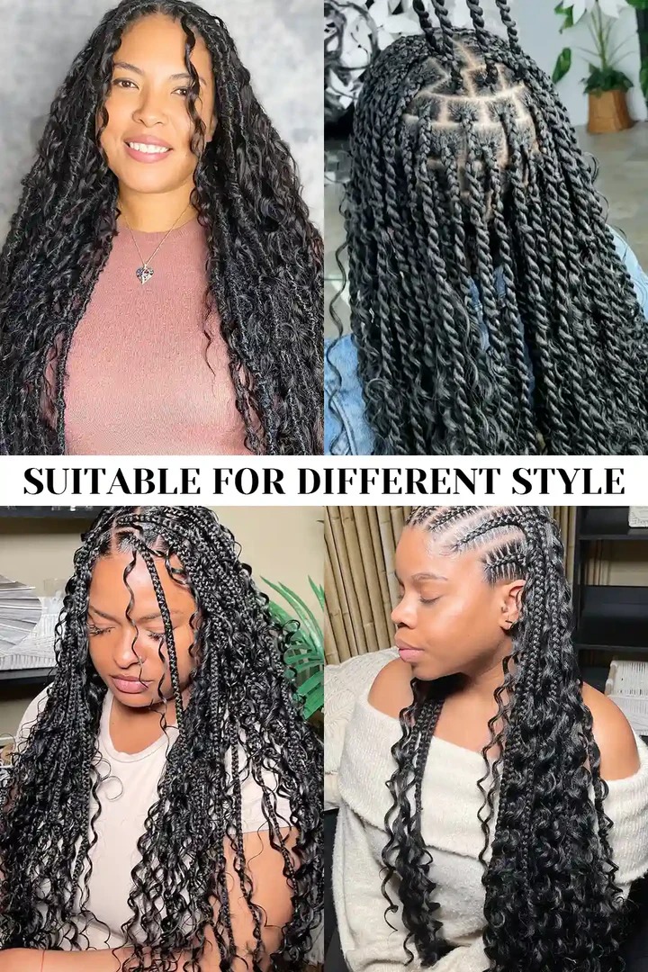 Onimehair Deep Wave Bulk Human Hair For Braiding Natural Black BU03