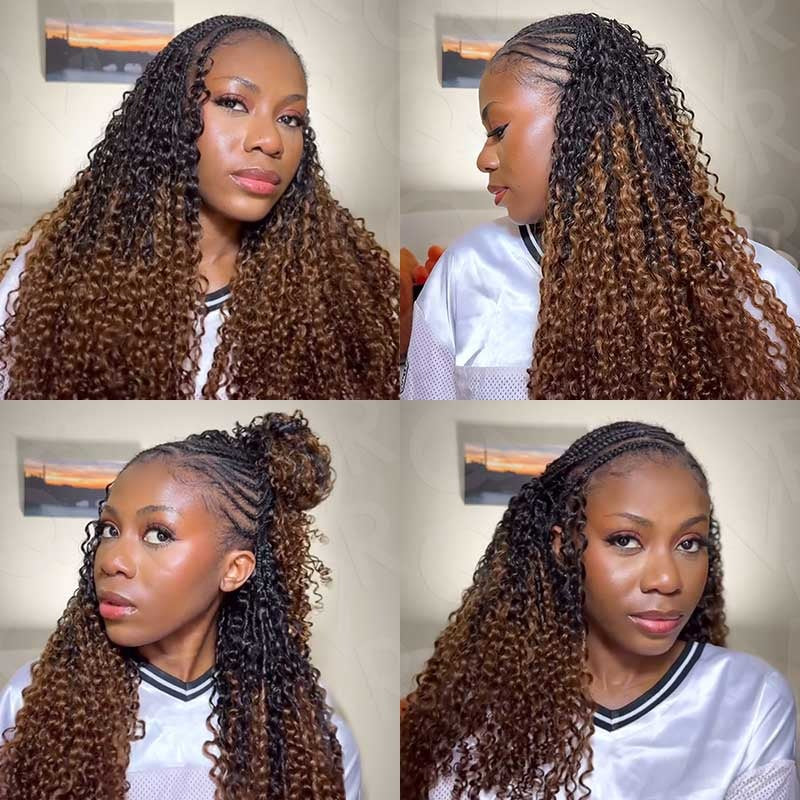 Onimehair 16A Burmese curly feather crochet hair extensions in T1B/30, natural soft pre-looped human crochet braids for women.
