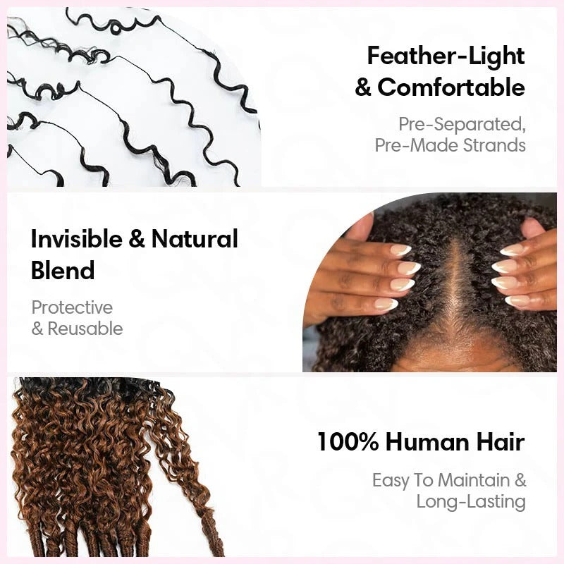 Onimehair 16A Burmese Curly Feather Crochet Hair extensions in #T1B/30, natural soft curly pre-looped crochet braids for women